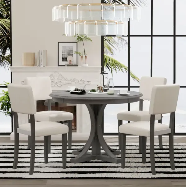 Streamdale 5-Pc Retro Dining Set w/ Trestle Legs