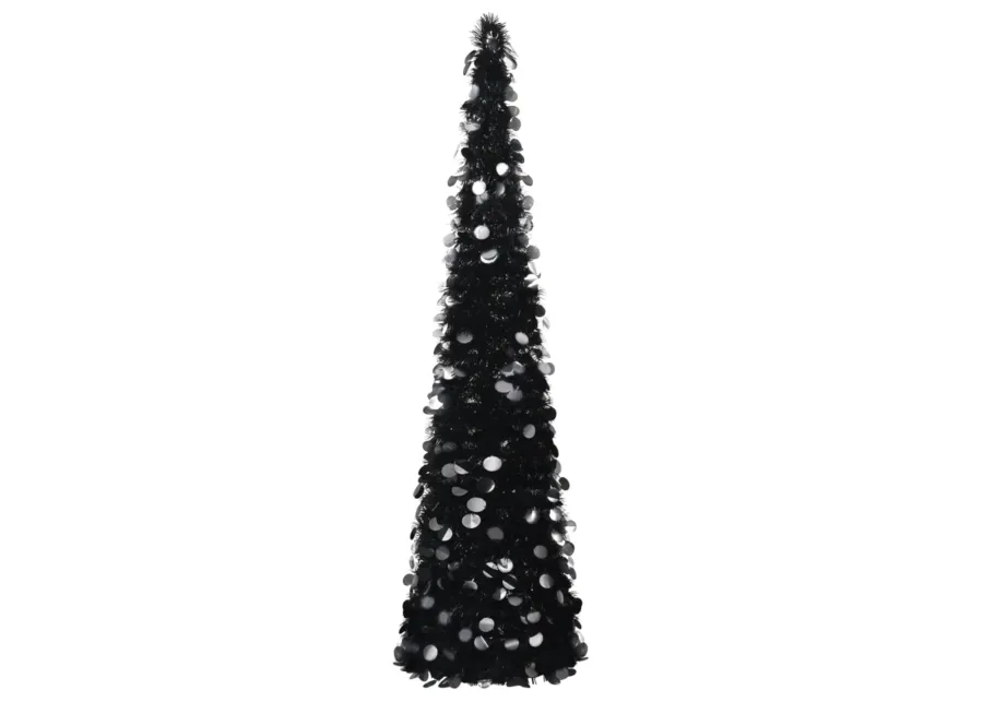 vidaXL Pop-up Artificial Christmas Tree Black 70.9" PET