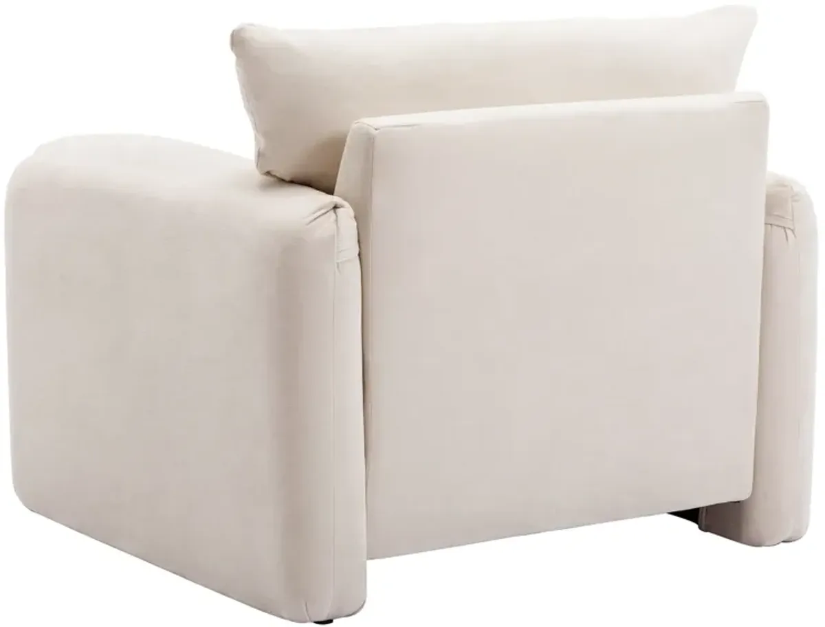 Gewnee Modern Chenille Oversized Armchair Accent Chair Single Sofa, Cream