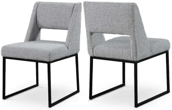 Meridian Furniture Jayce Grey Boucle Fabric Dining Chair, Set of 2