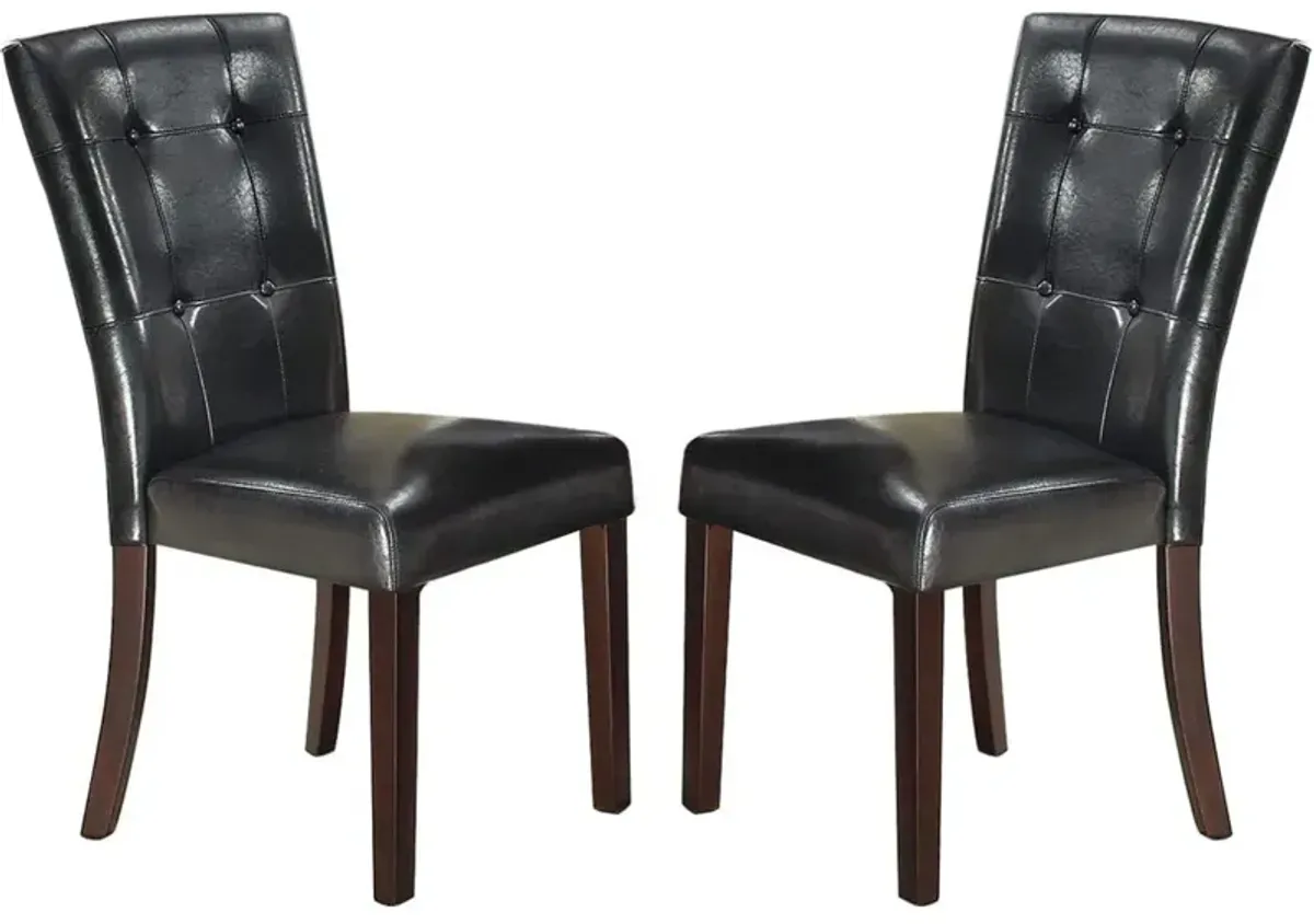 Modern Parson Chairs Black Faux Leather Tufted Set Of 2 Side Chairs Dining Seatings