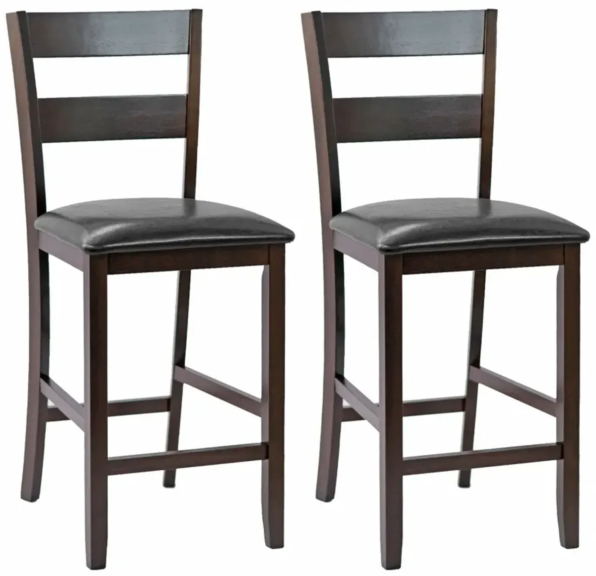2-Pieces Upholstered Bar Stools Counter Height Chairs with PU Leather Cover