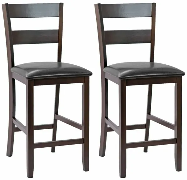 2-Pieces Upholstered Bar Stools Counter Height Chairs with PU Leather Cover