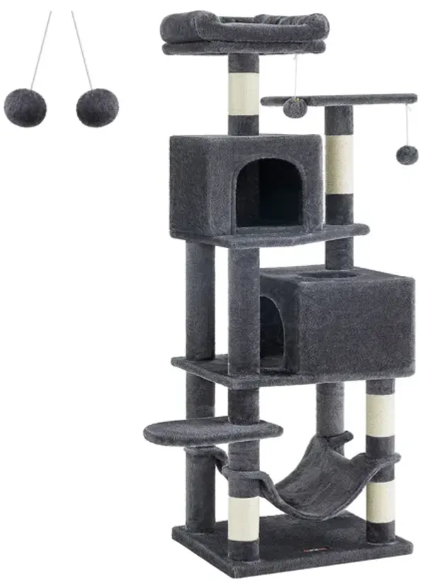 61-Inch Cat Tree - Multi-Level Tower for Active Cats