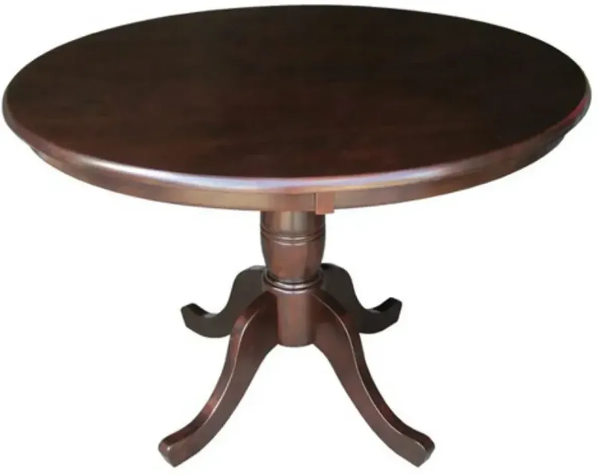 Hivvago Round 36-inch Solid Wood Kitchen Dining Table in Rich Mocha