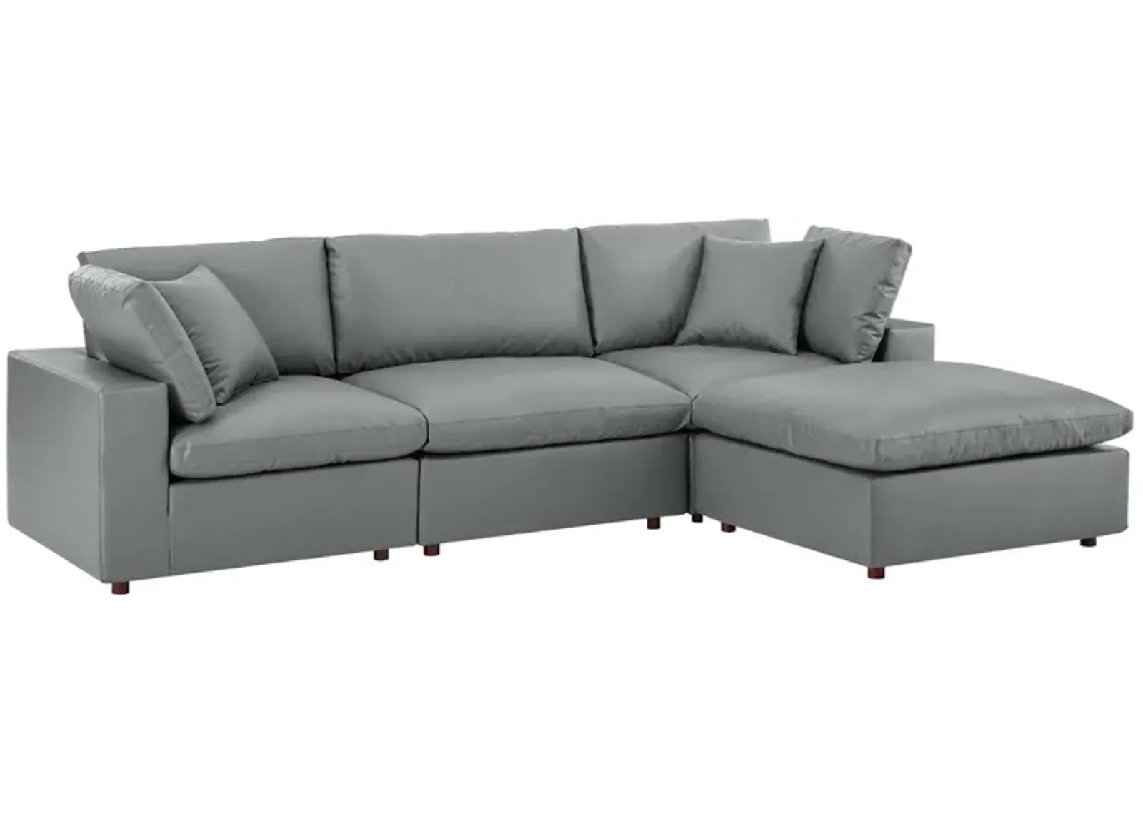 Commix Down Filled Overstuffed Vegan Leather 4-Piece Sectional Sofa