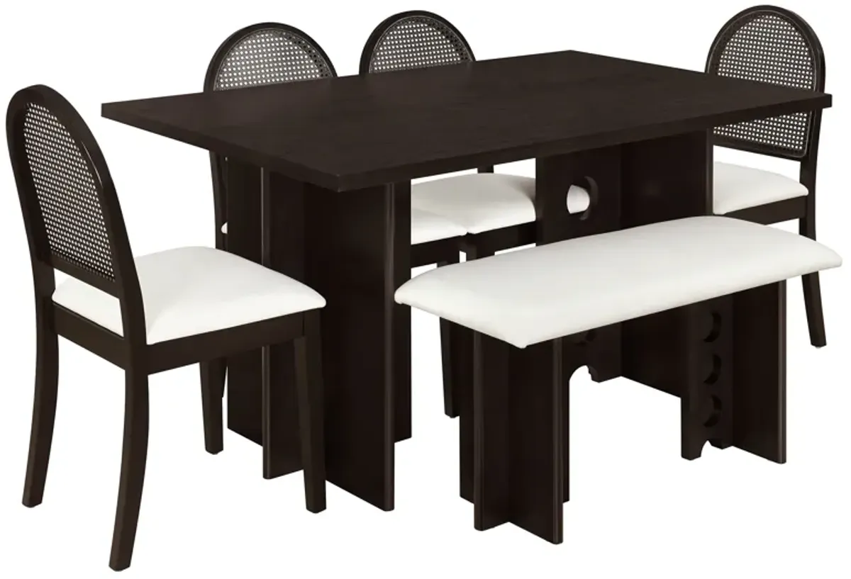 Merax  Modern Double Pedestal 6-Piece Dining Set