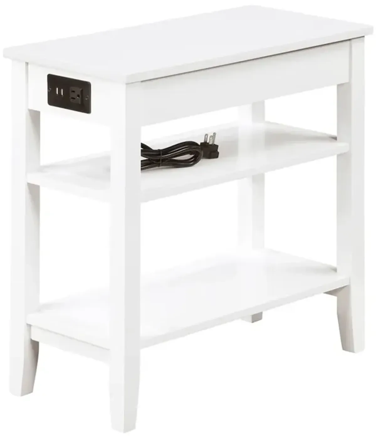 Convenience Concepts American Heritage 1 Drawer Chairside End Table with Charging Station and Shelves