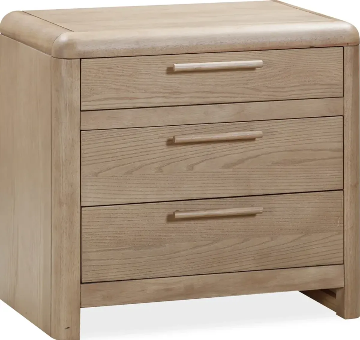 Furano Three Drawer Ash Wood Nightstand in Ginger