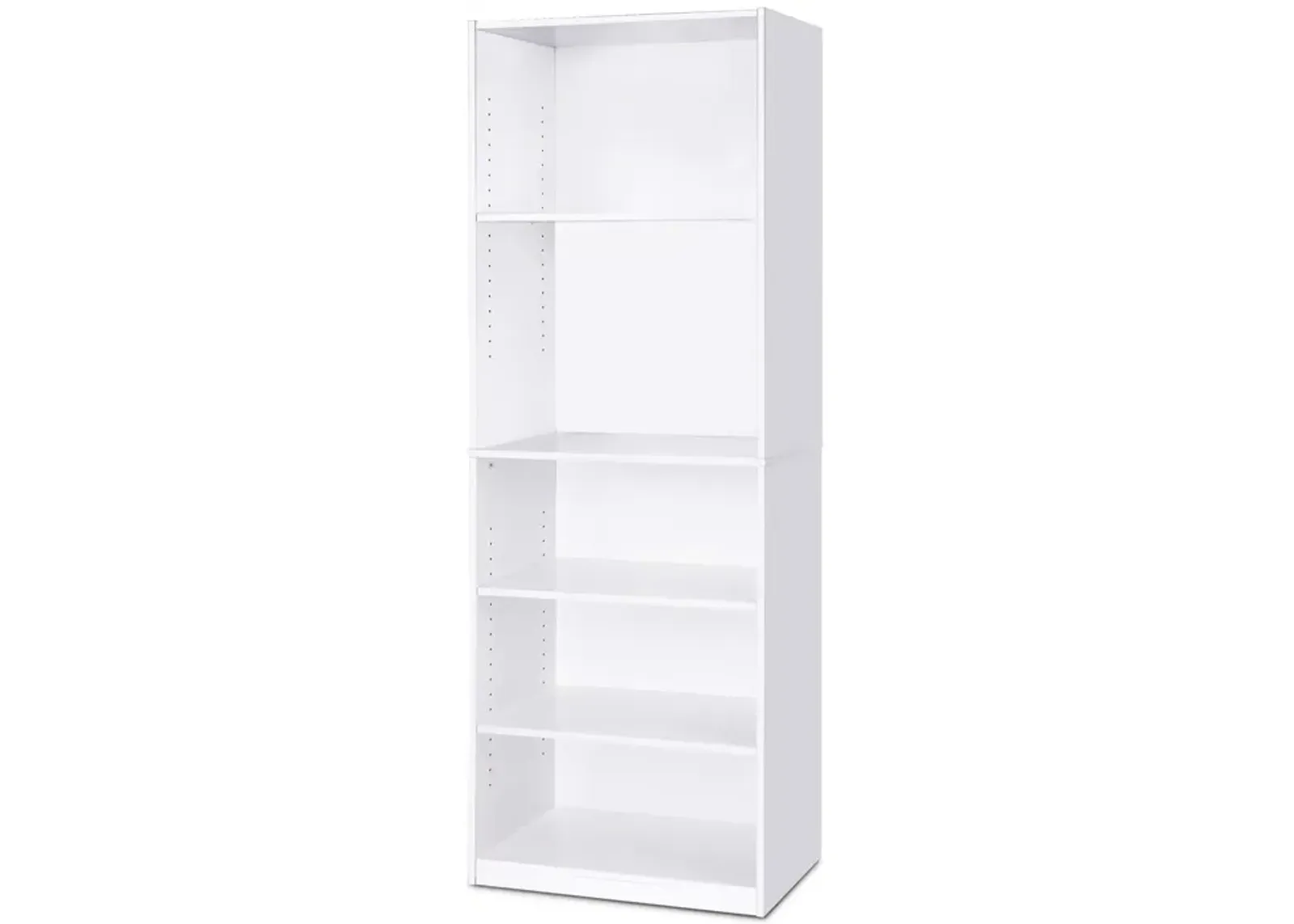 Hivvago Modern 5-Shelf Bookcase in White Wood Finish