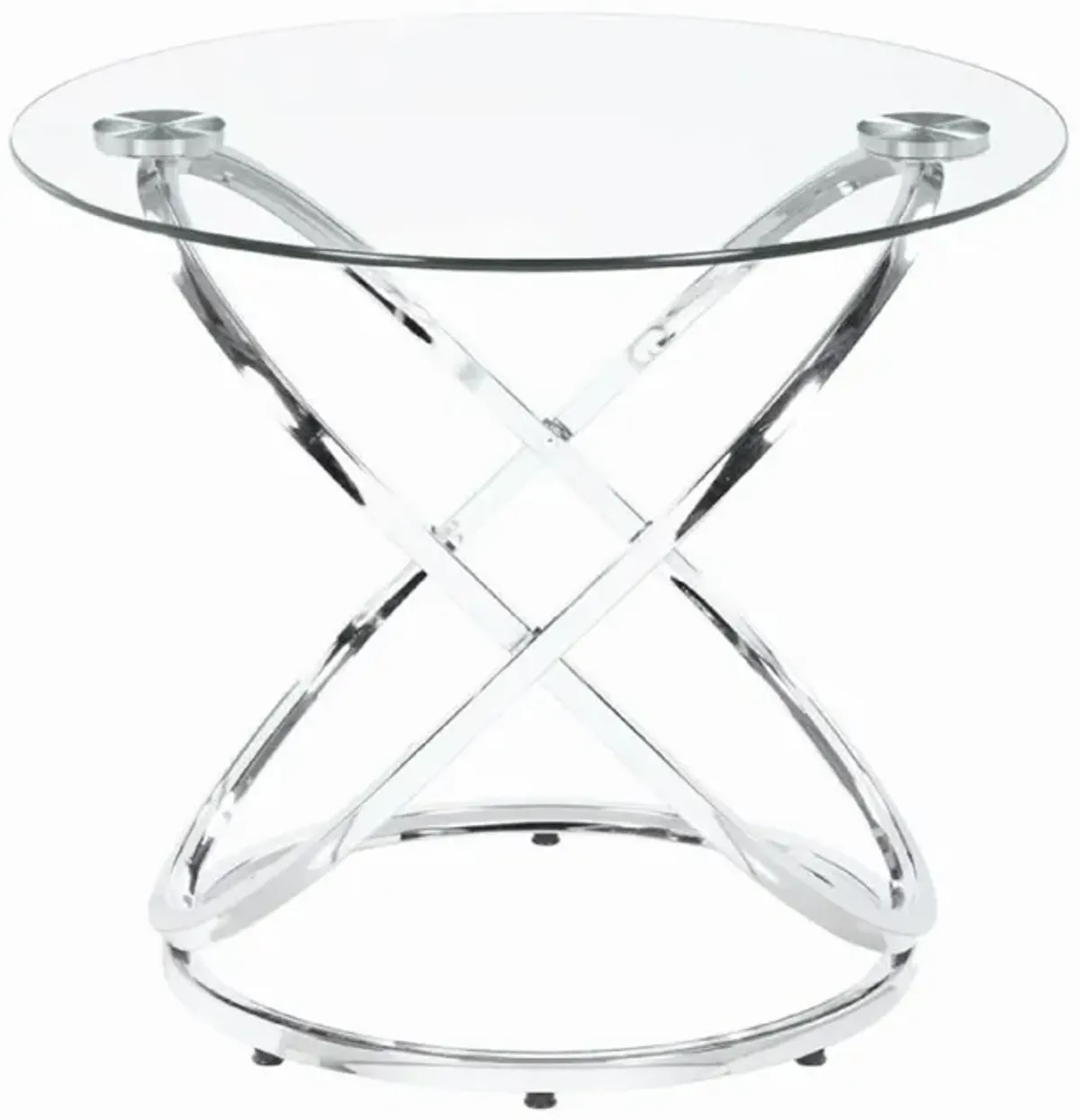 Modern 3 Piece Coffee Table Set with 2 End Tables, Glass Tabletop, Chrome-Benzara