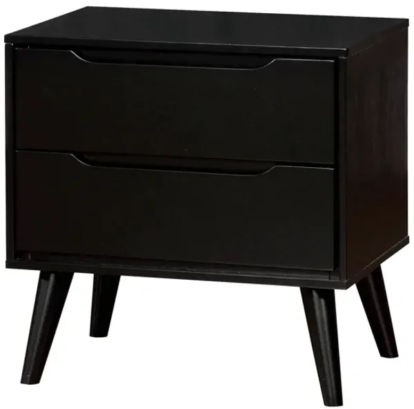 Lennart Mid Century Modern Nightstand, Black-Benzara