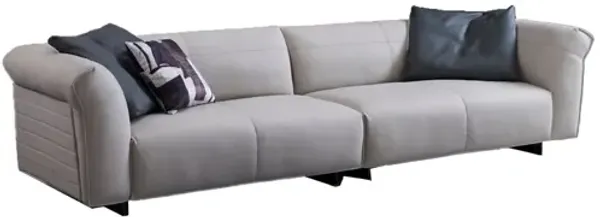 EK-D03 MODERN LIGHT GRAY ITALIAN TOP GRAIN LEATHER WITH LEATHER MATCH EXTRA LONG SOFA