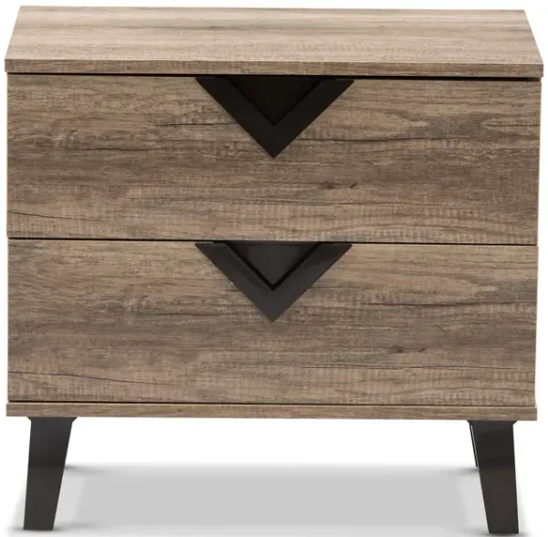 Baxton Studio Swanson Modern And Contemporary Light Brown Wood 2 Drawer Nightstand