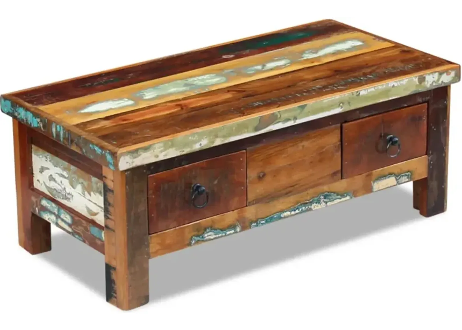 vidaXL Coffee Table Drawers Solid Reclaimed Wood 35.4"x17.7"x13.8"