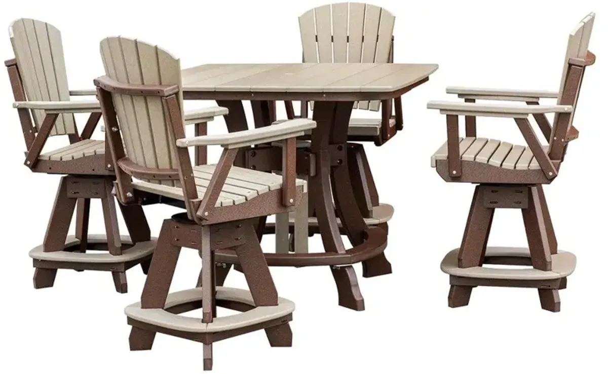 OS Home and Office Model 44S-C-WWTB Counter Height Square Table in Weatherwood with Tudor Brown Base