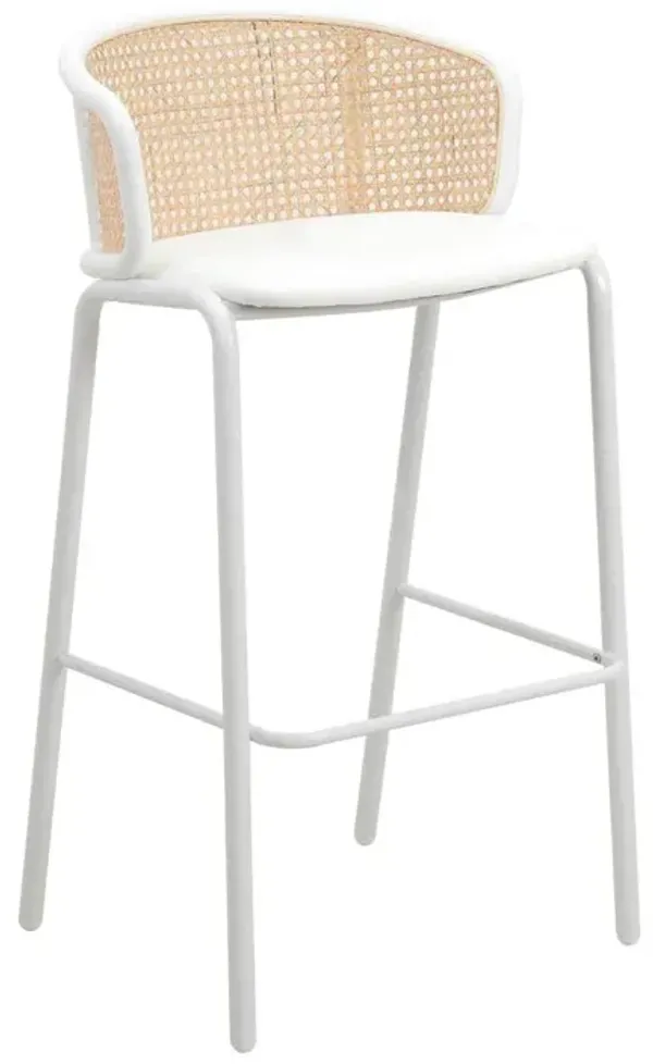 LeisureMod Seat and White Powder Coated Steel Frame for Kitchen and Dining Room