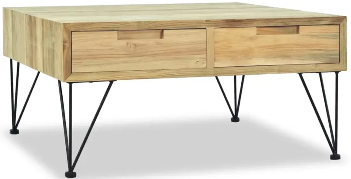 vidaXL Coffee Table 31.5"x31.5"x15.7" Solid Teak