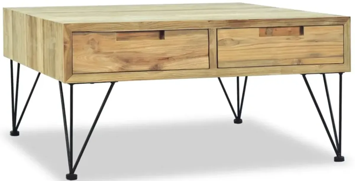 vidaXL Coffee Table 31.5"x31.5"x15.7" Solid Teak