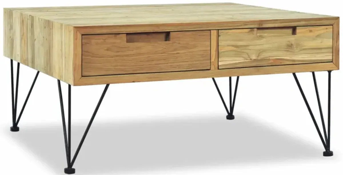 vidaXL Coffee Table 31.5"x31.5"x15.7" Solid Teak