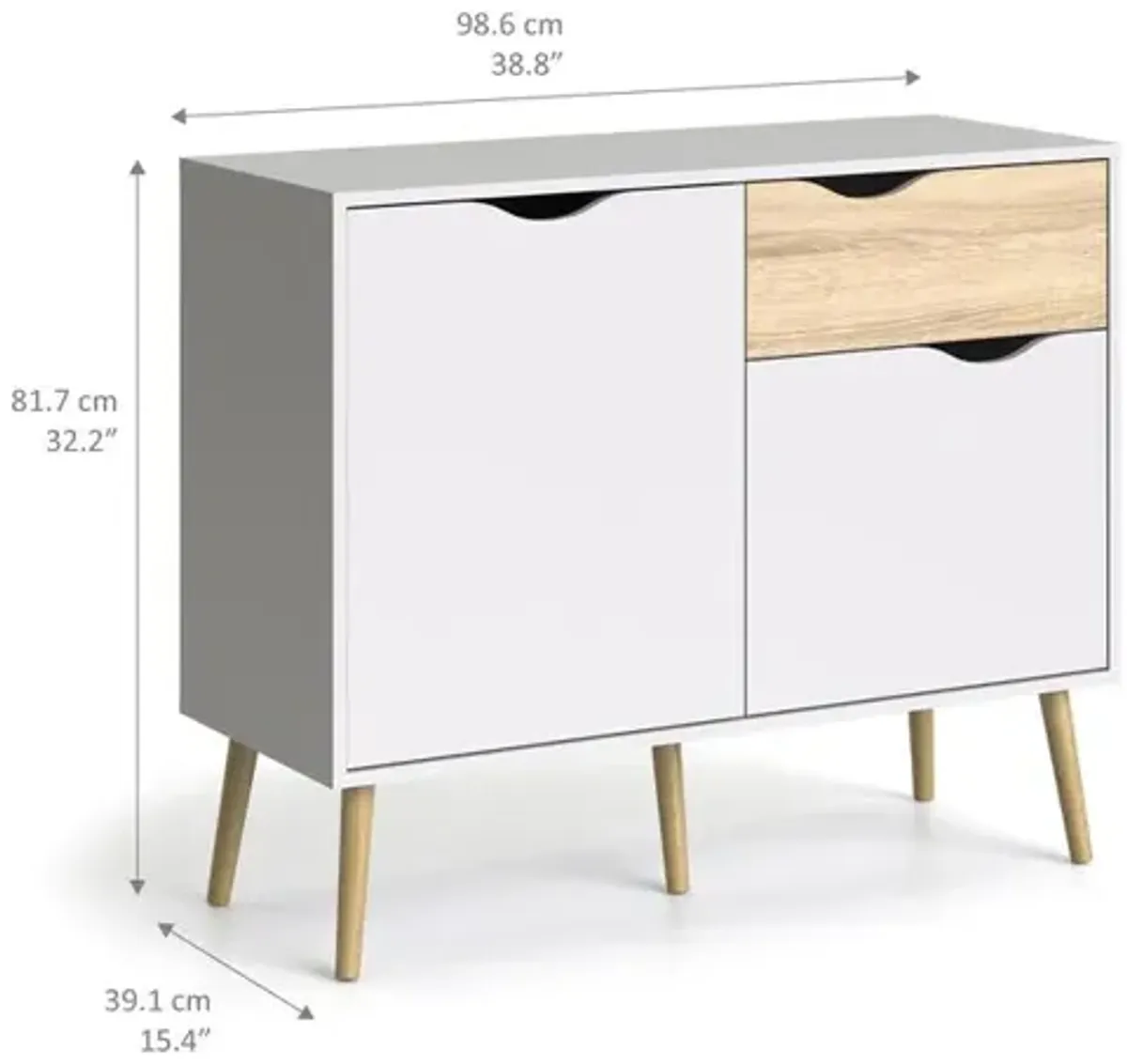 Tvilum Diana Sideboard with 2 Doors and 1 Drawer, White/Oak Structure