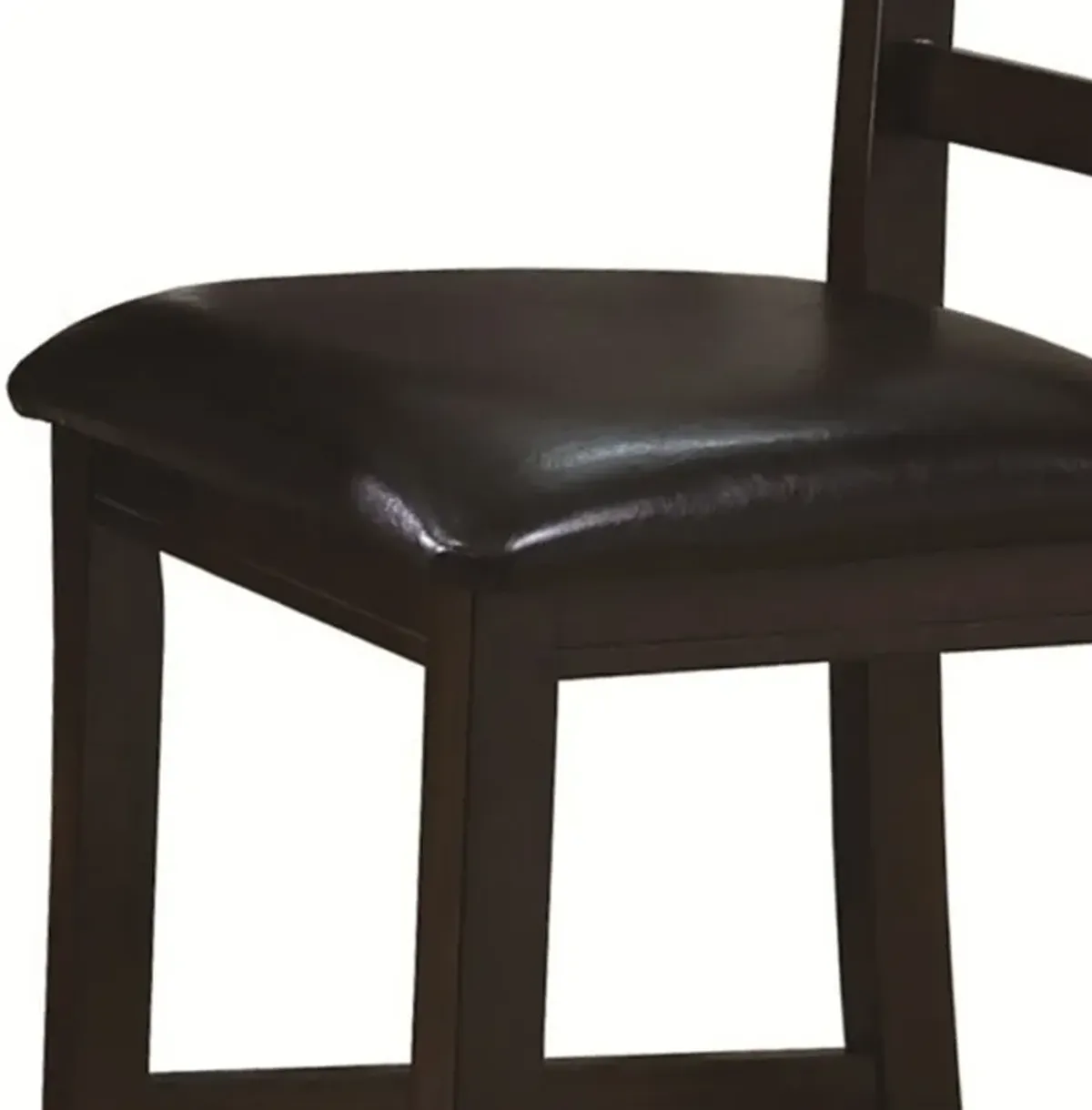 Counter Height Chair with Leatherette Seating, Set of 2, Brown - Benzara