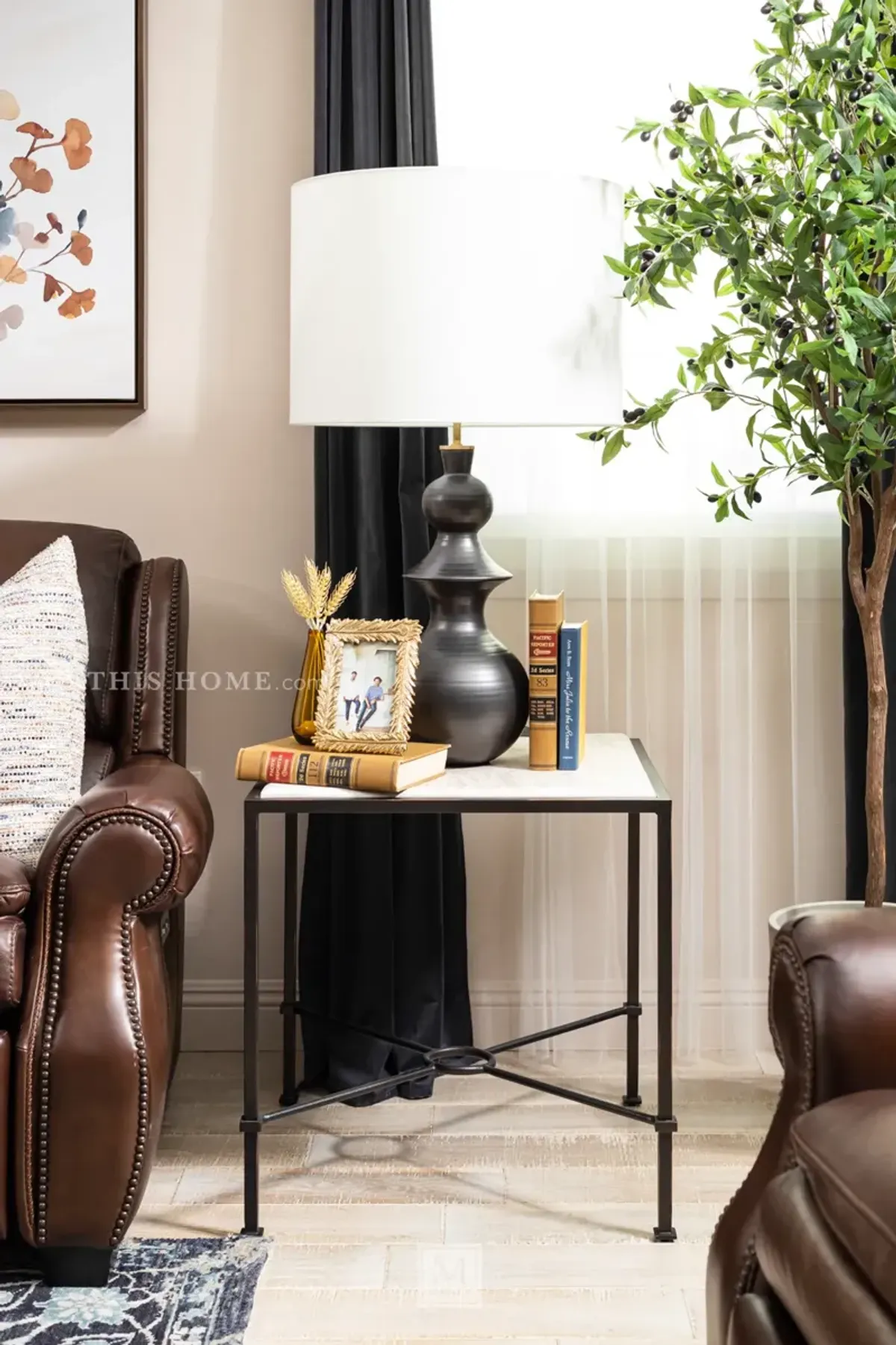 Marble & Metal End Table