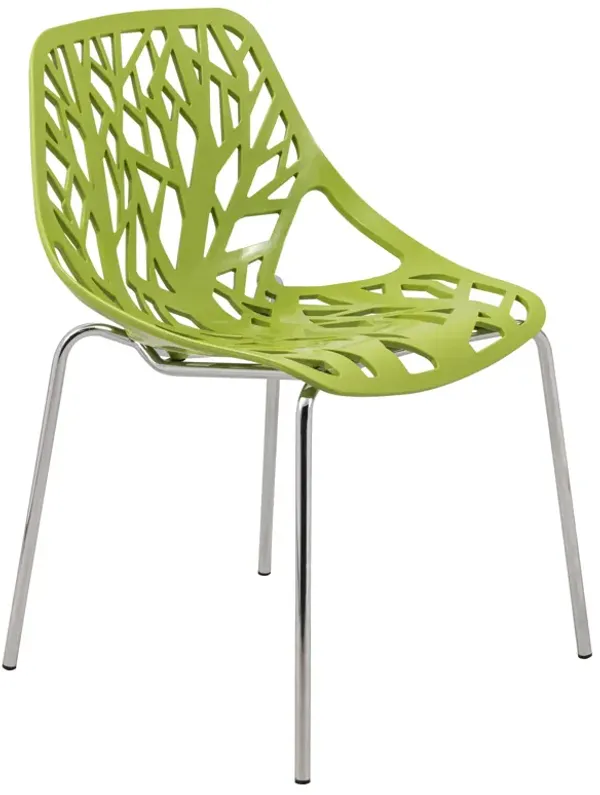 LeisureMod Asbury Dining Stackable Chair in Polypropylene Seat and Chrome Legs