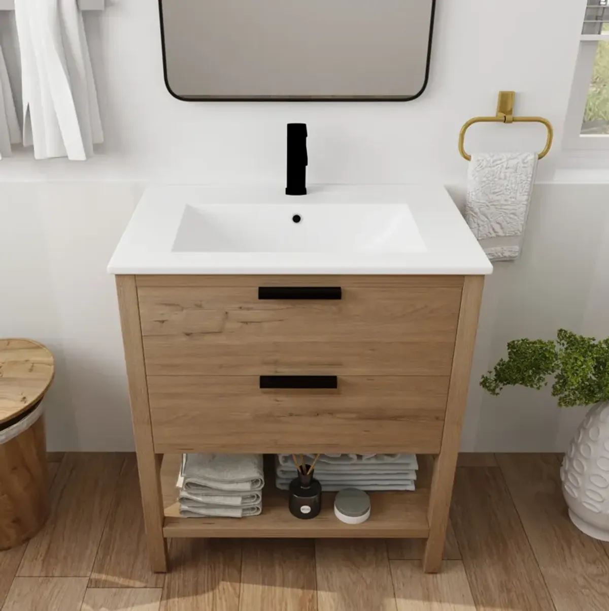 30 Inch Bathroom Vanity Plywood With 2 Drawers