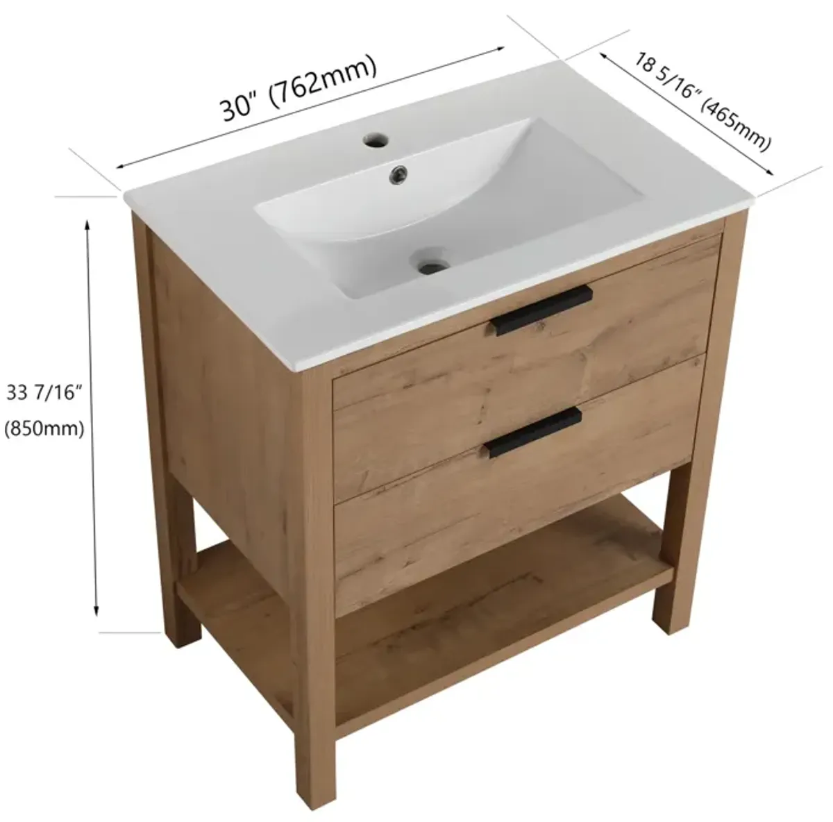 30 Inch Bathroom Vanity Plywood With 2 Drawers