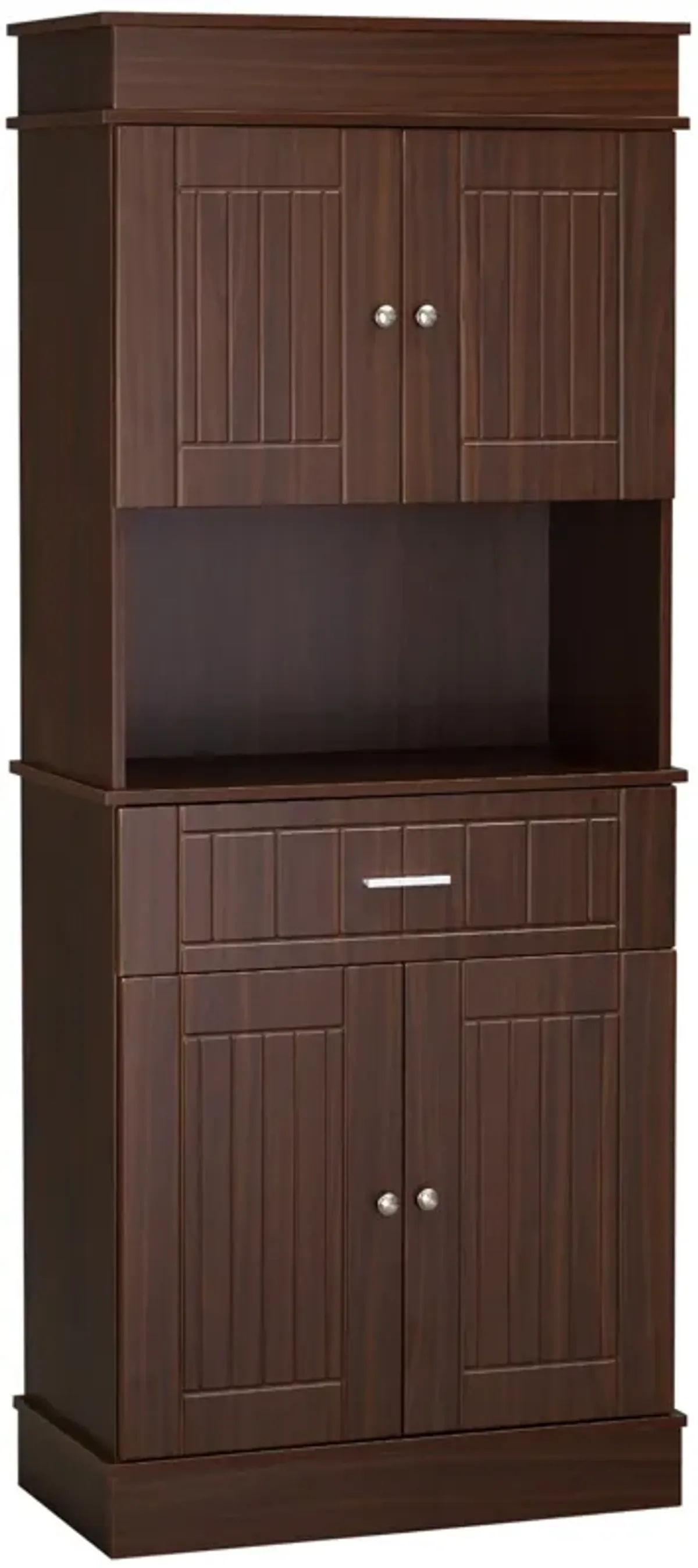 Brown Kitchen Organizer: 72" Buffet Hutch with Drawer and Cabinets