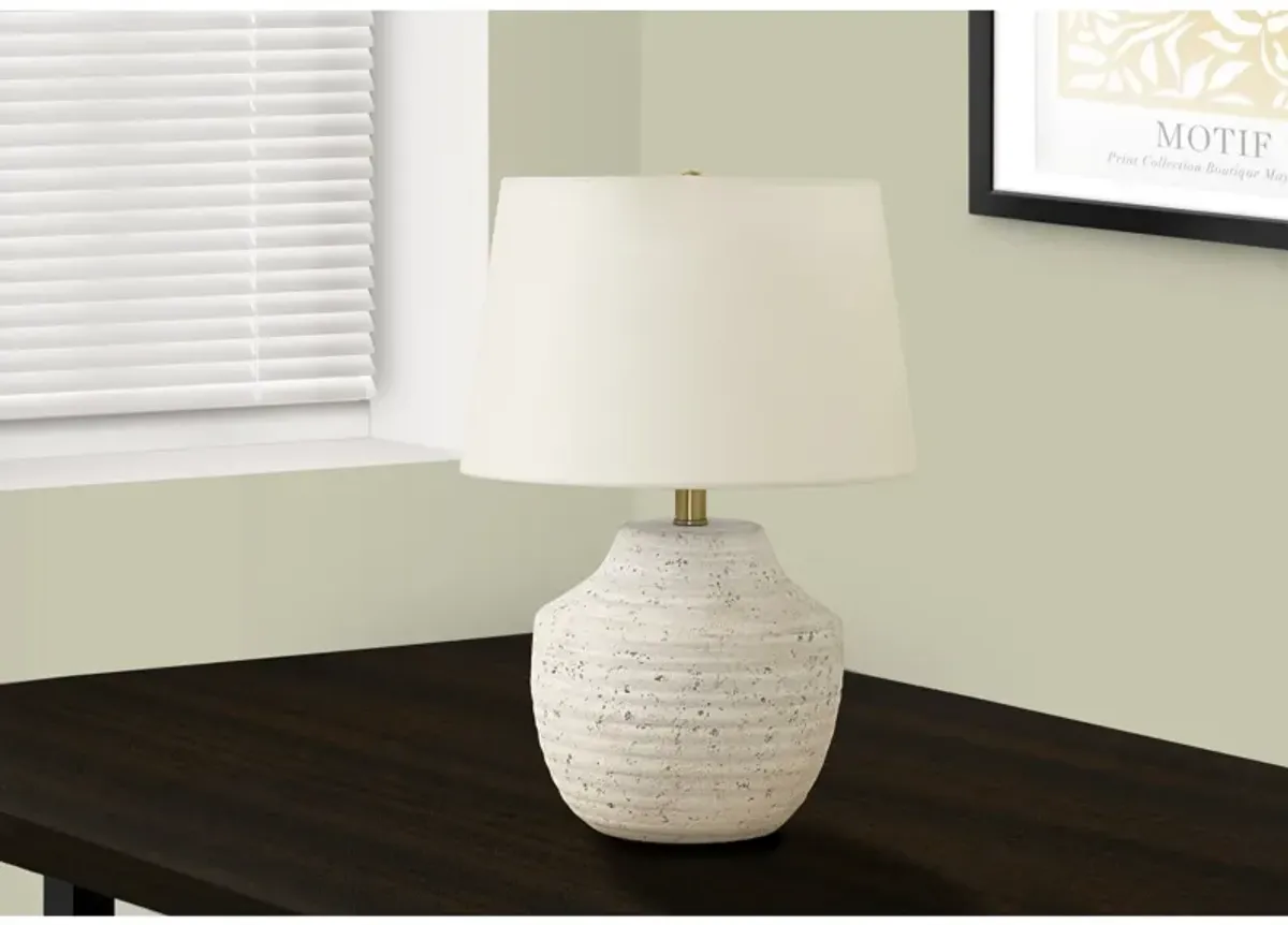 Monarch Specialties 9730 - Lighting, 20"H, Table Lamp, Cream Concrete, Ivory / Cream Shade, Modern