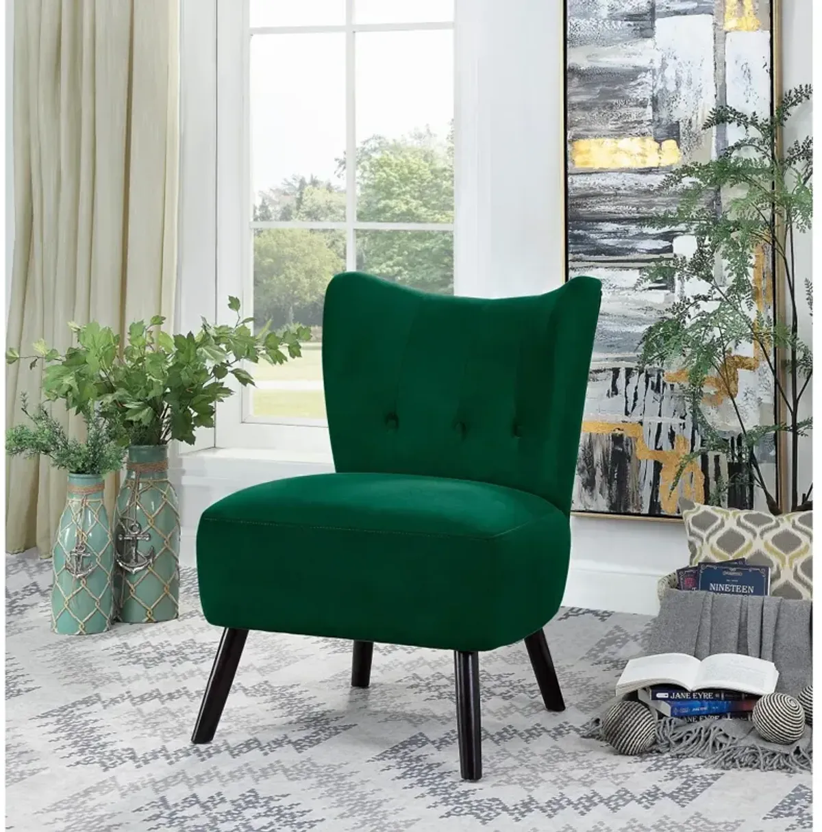 Unique Style Velvet Covering Accent Chair Button