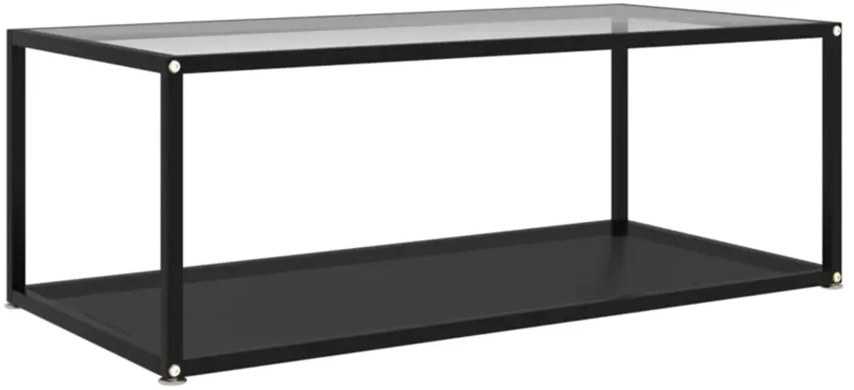 vidaXL Tea Table Transparent and Black 39.4"x19.7"x13.8" Tempered Glass