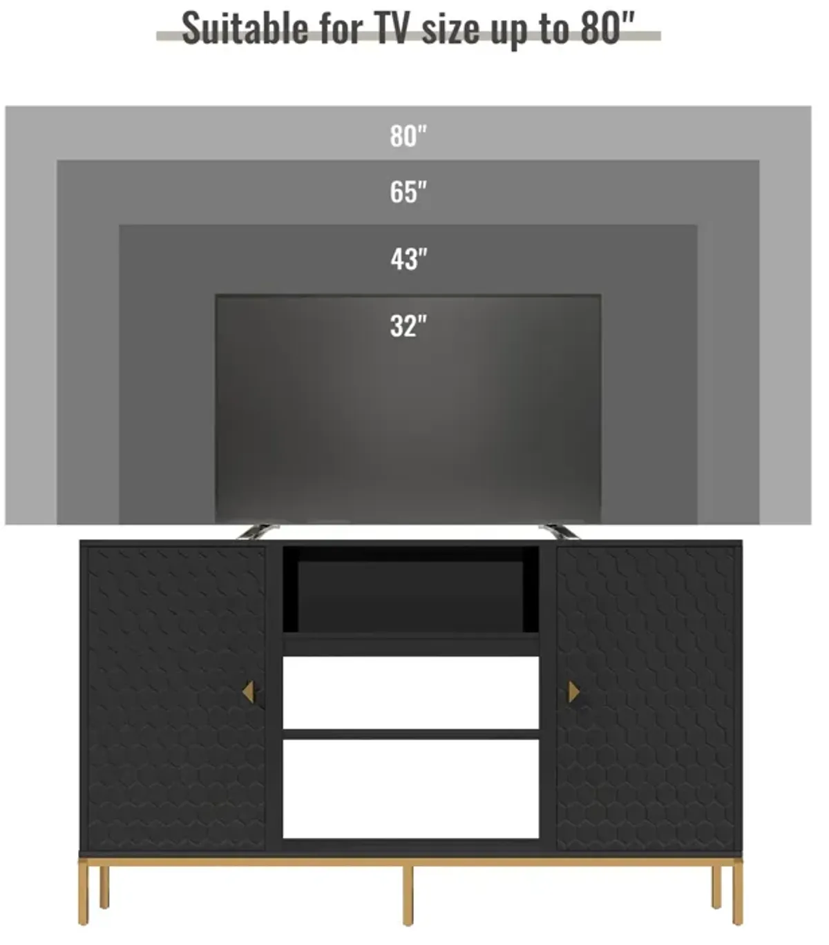 Black TV Stand Fits TVs up to 60 to 80 in.