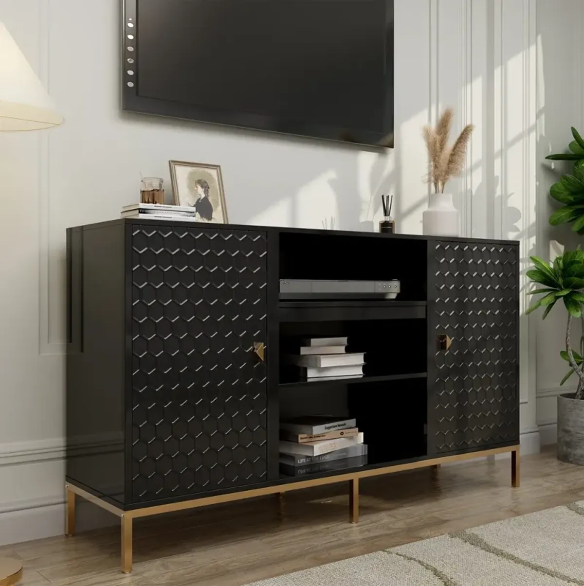 Black TV Stand Fits TVs up to 60 to 80 in.