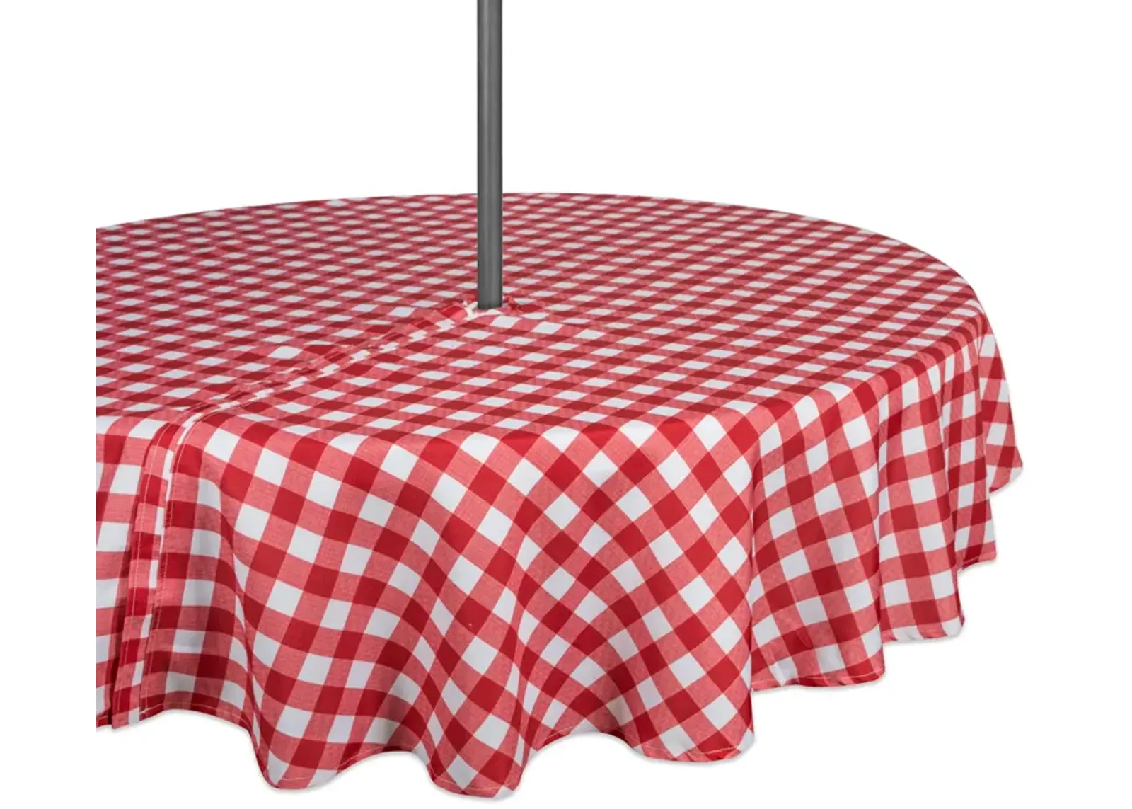 Red and White Checkered Pattern Outdoor Round Tablecloth with Zipper 60�