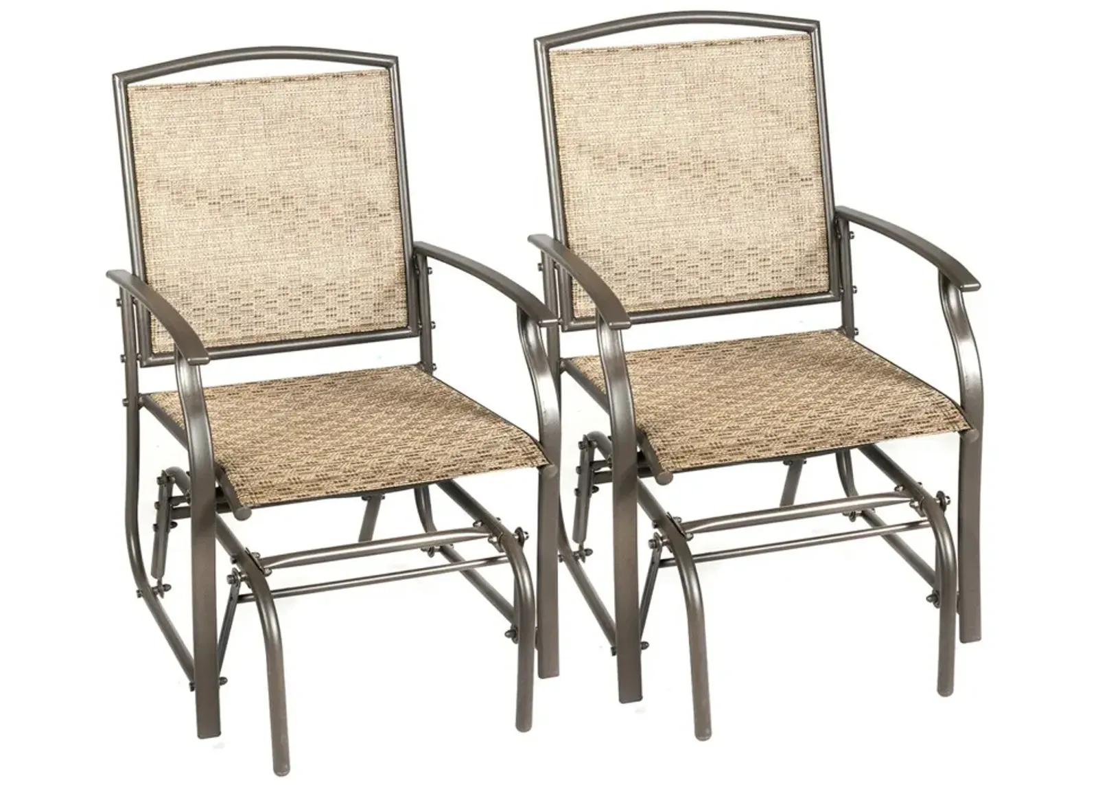 2 Pieces Patio Swing Single Glider Chair Rocking Seating