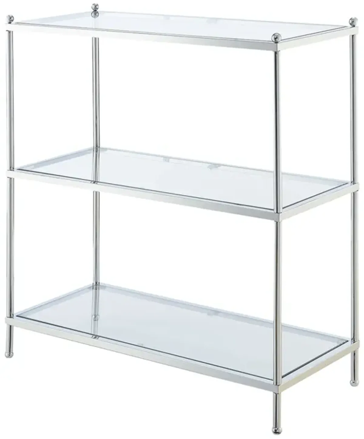 Convenience Concepts Royal Crest 3 Tier Bookcase, Chrome / Glass