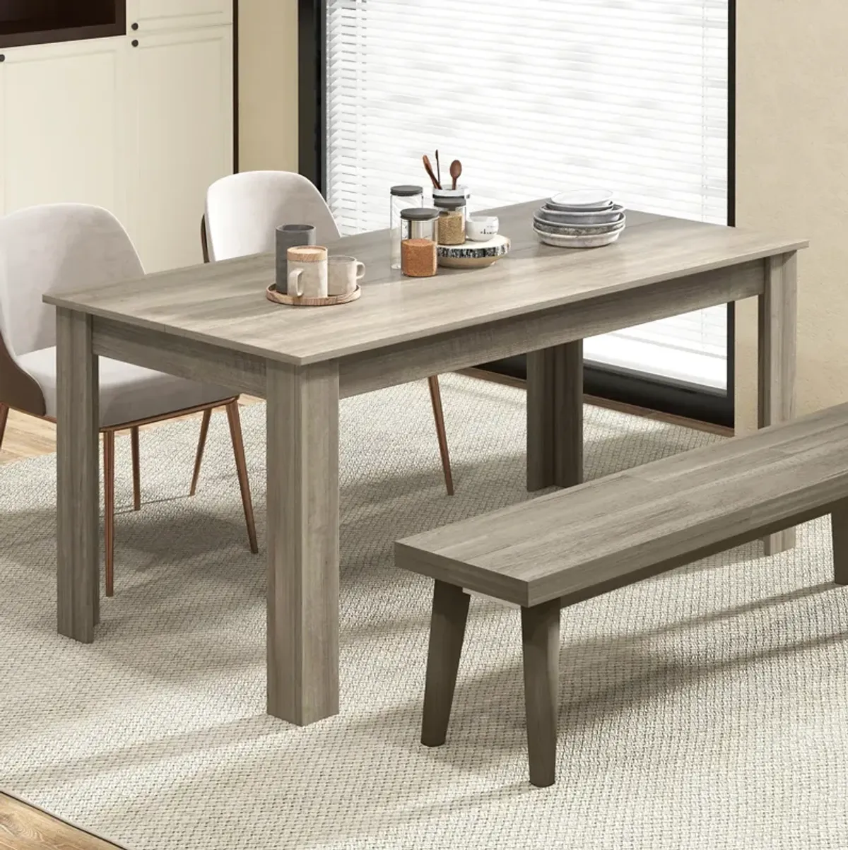 63-Inch Modern Rectangular Dining Table – Sleek Kitchen Table for Contemporary Spaces