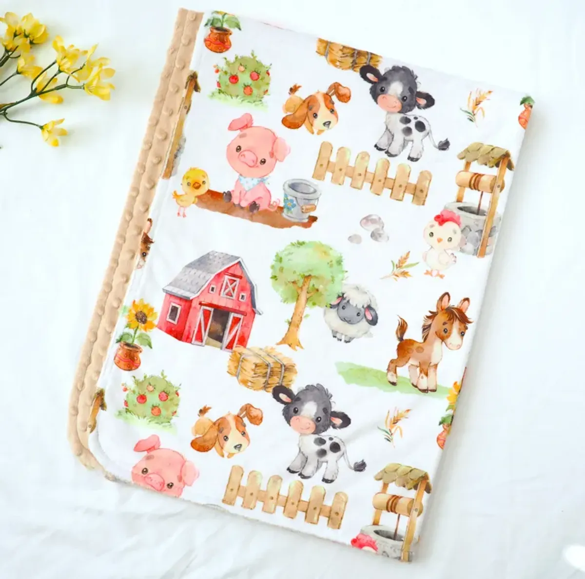 Honey Lemonade - Premium Baby & Toddler Minky Blanket (Farm Animals)