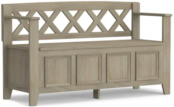 Amherst 48 inch Wide Solid Wood Transitional Entryway Bench in Distressed Grey