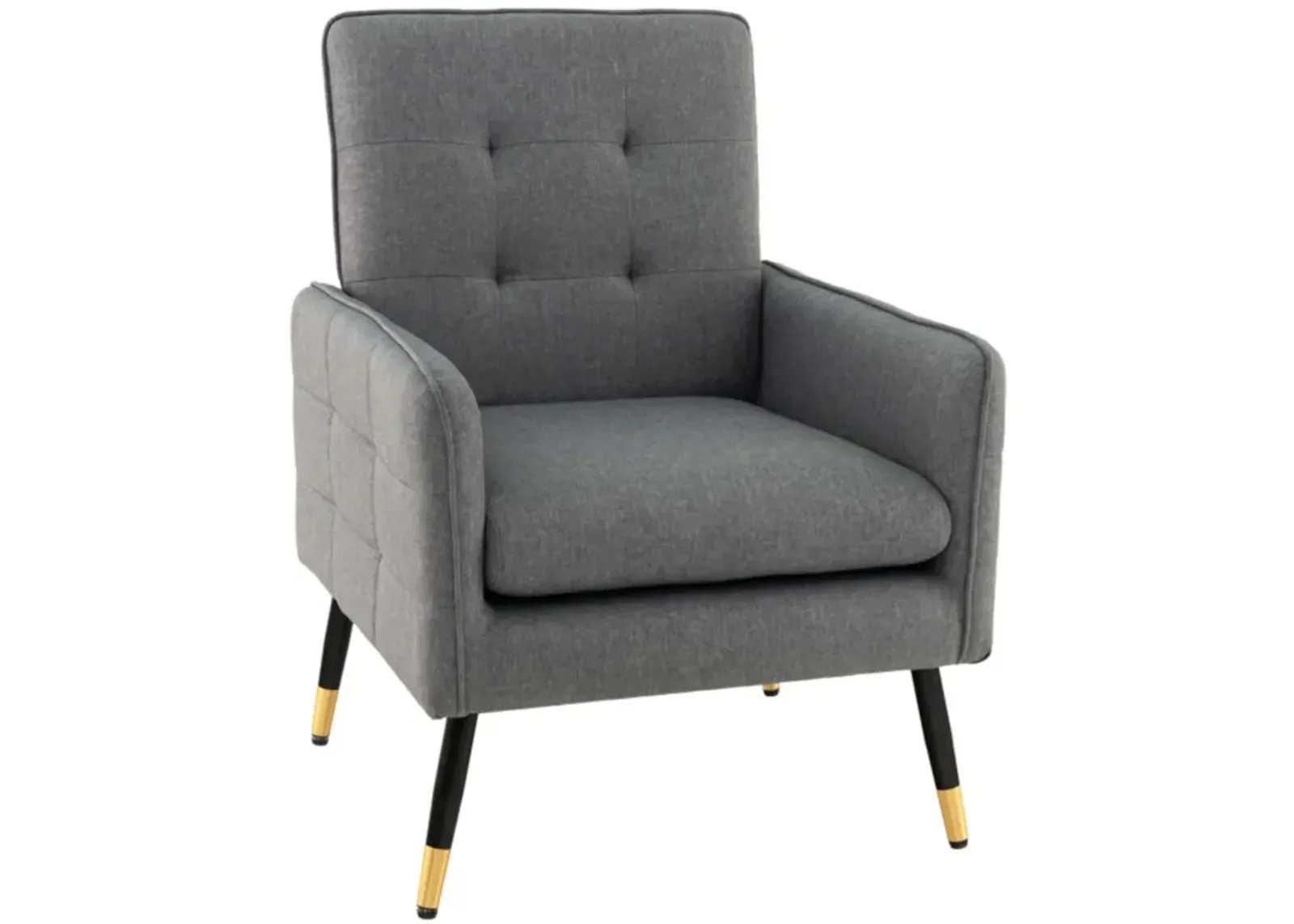 Hivvago Linen Fabric Accent Chair with Removable Seat Cushion