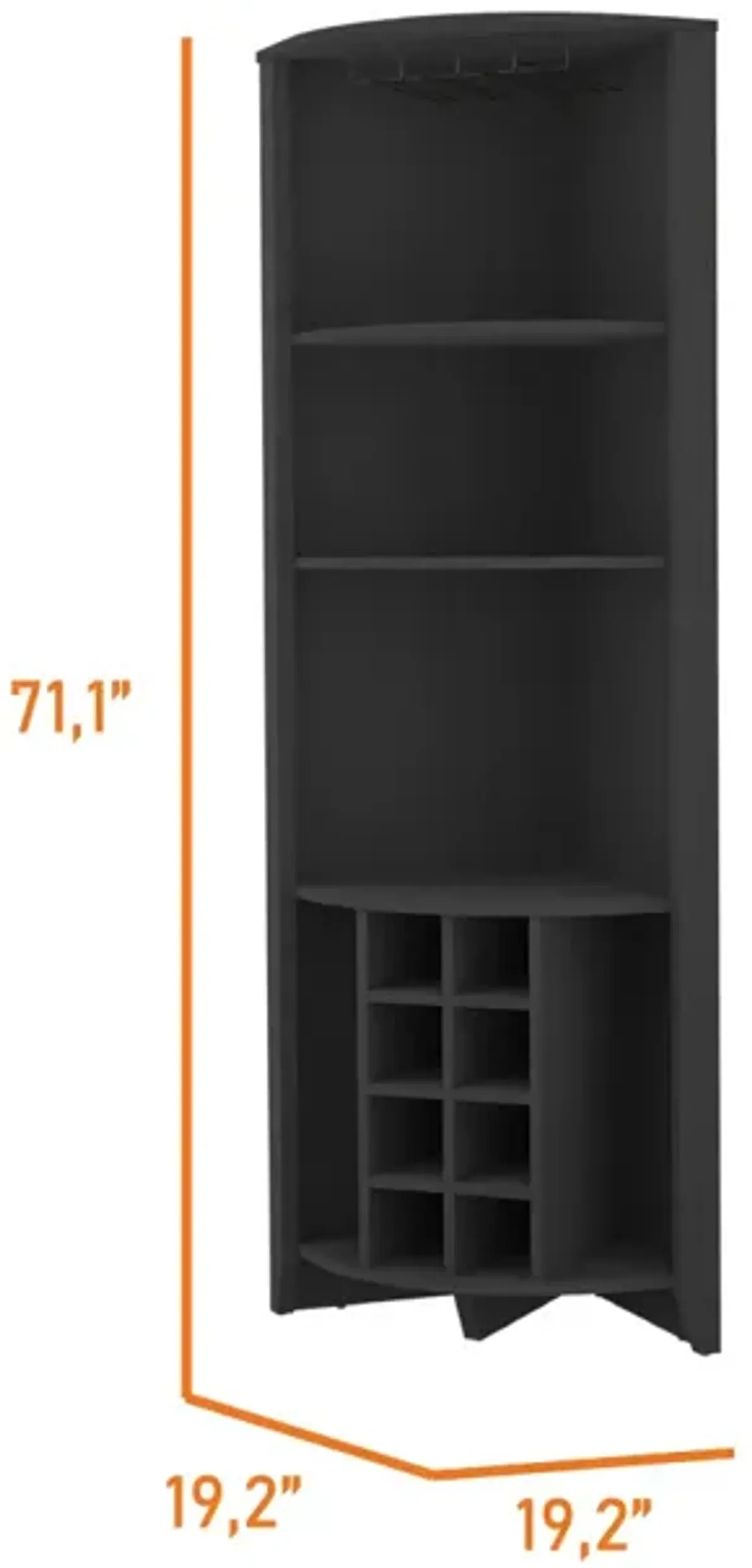 Morgana 8-Bottle 5-Shelf Corner Bar Cabinet Wengue