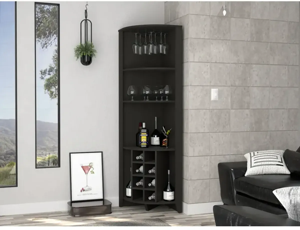 Morgana 8-Bottle 5-Shelf Corner Bar Cabinet Wengue