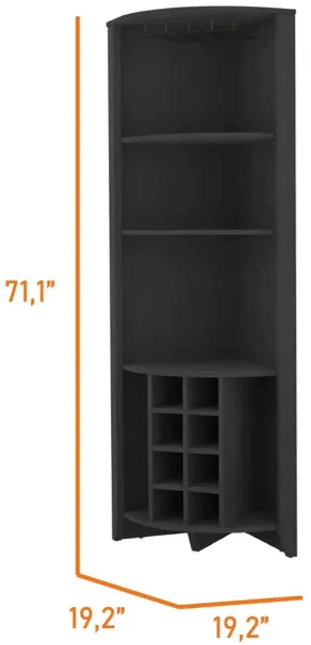 Morgana 8-Bottle 5-Shelf Corner Bar Cabinet Wengue