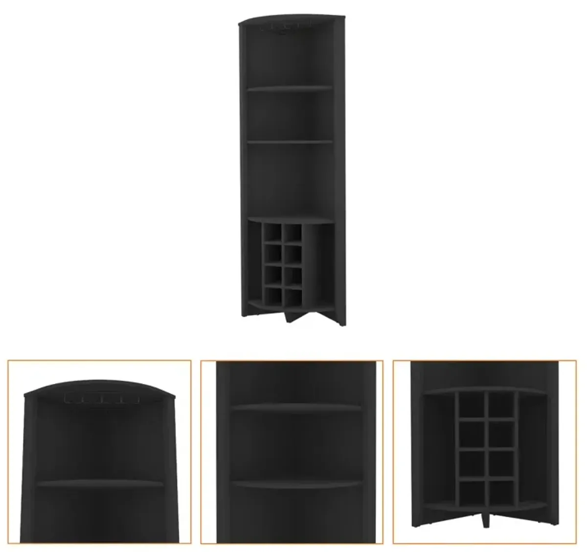 Morgana 8-Bottle 5-Shelf Corner Bar Cabinet Wengue