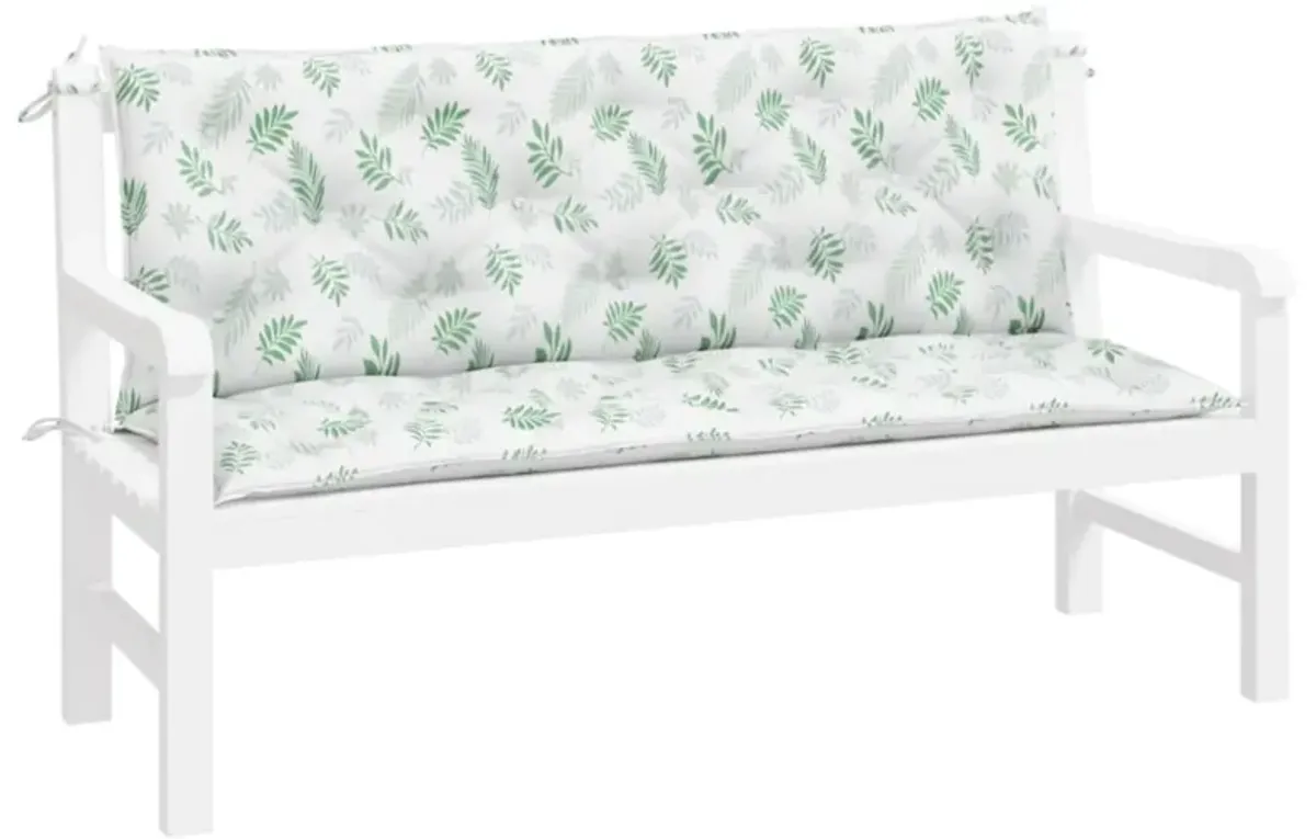 vidaXL Indoor/Outdoor Bench Cushions 2 pcs, Patio Loveseat Cushions, Porch Swing Seat Cushions, Non-Slip, Water-Repellent, Breathable, Resilient, Leaf Pattern 59.1"x19.7"x2.8" Oxford Fabric