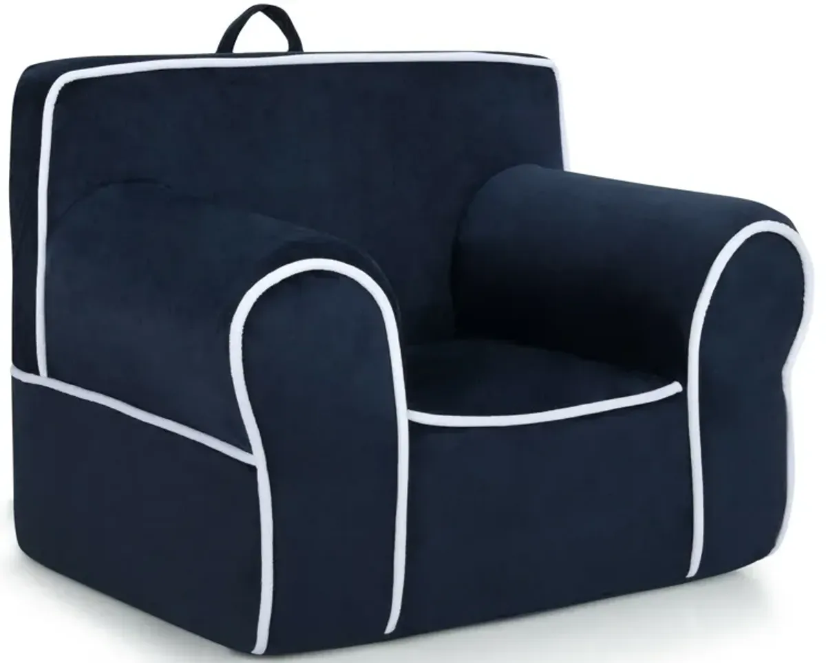 Upholstered Kids Sofa with Velvet Fabric and High-Quality Sponge