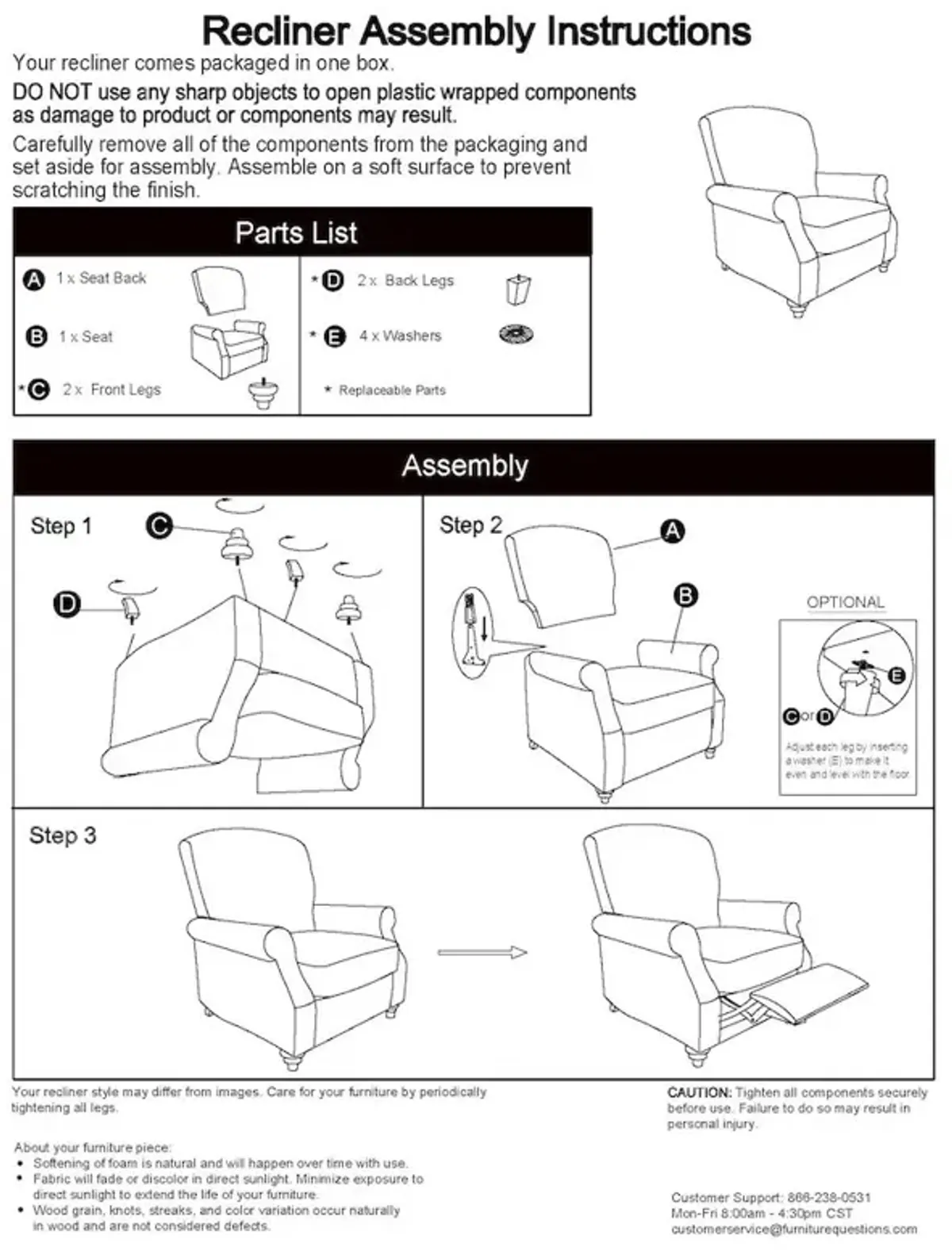 ProLounger Pushback Recliner in Dove Grey Linen